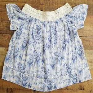 Westbound Petites Top medium Blue And White Off The Shoulder Lace Summer mp